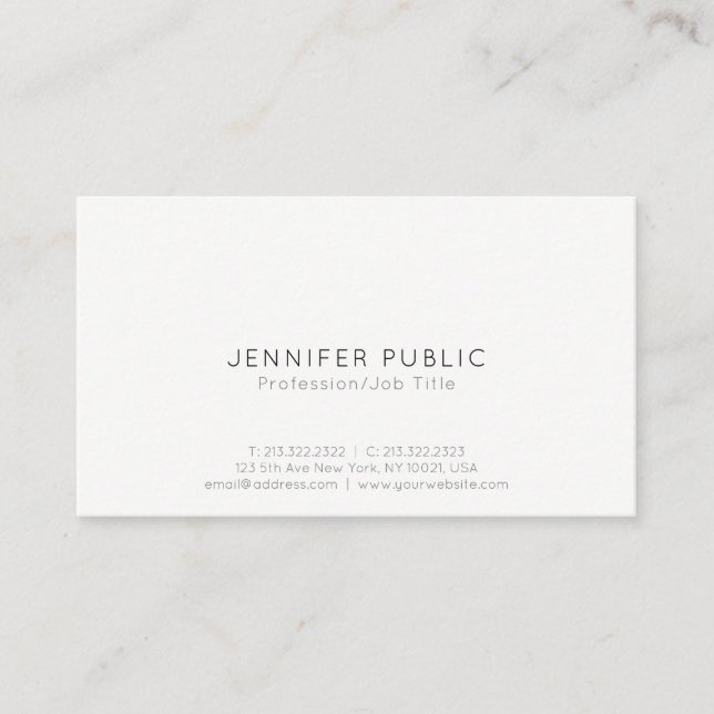 Modern Professional Minimalistic Simple Plain Business Card (Front)