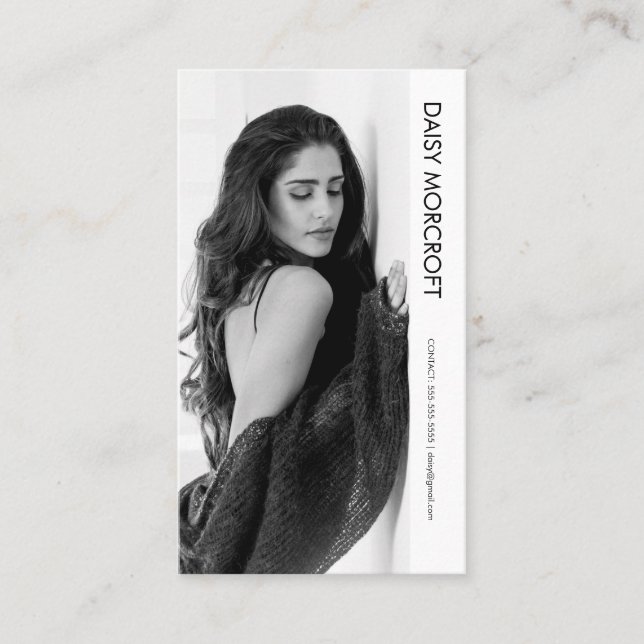 Modern Professional Model Actor Photo comp Card (Front)