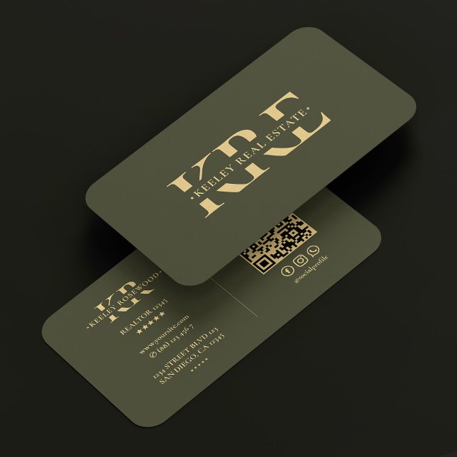 Modern Professional Monogram Army Green Attorney Business Card (Modern Professional Monogram Army Green Attorney Business Card
)