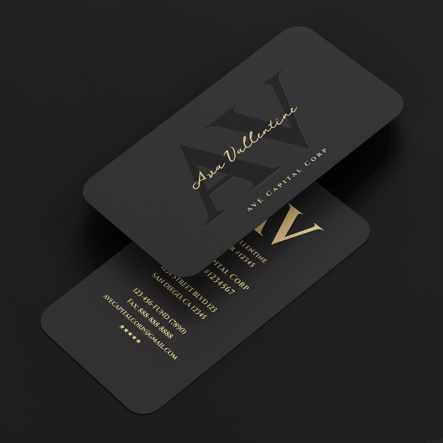 Modern Professional Monogram Black Grey Business Card (Modern Professional Monogram Black Grey Business Card
)