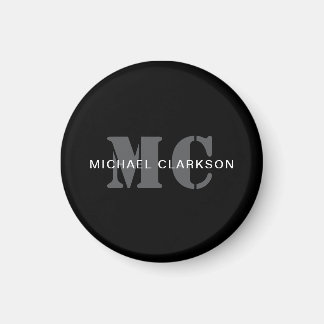 Modern Professional Monogram Black & White Magnet