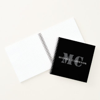 Modern Professional Monogram Black & White Notebook