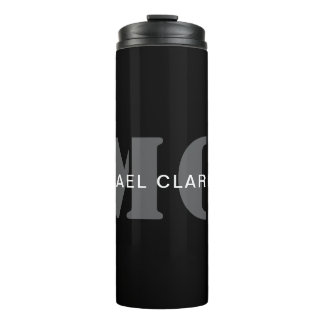 Modern Professional Monogram Black & White Thermal Tumbler