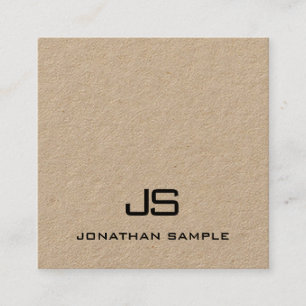 Modern Professional Monogram Elegant Kraft Paper Square Business Card