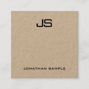 Modern Professional Monogram Elegant Kraft Paper Square Business Card