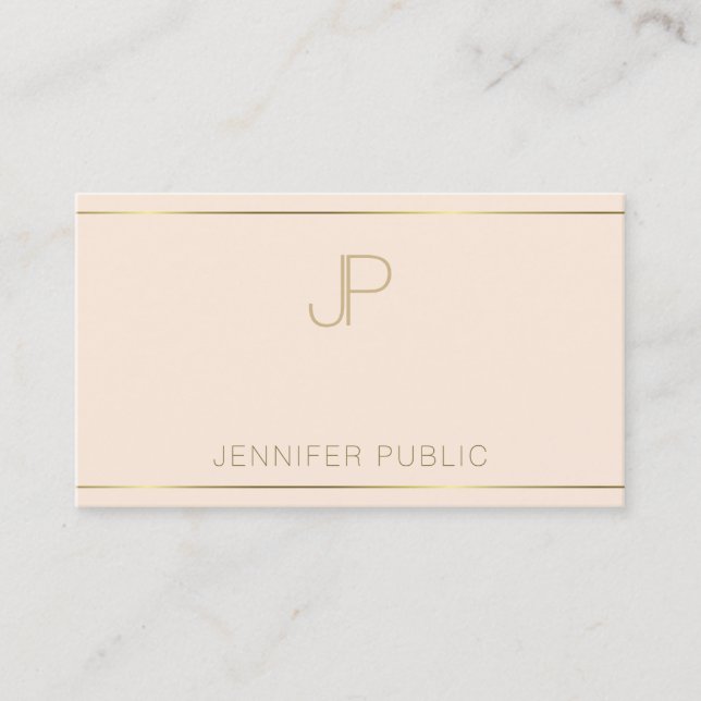 Modern Professional Monogram Elegant Premium Silk Business Card (Front)