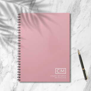 Modern Professional Monogram Initial Pink Notebook