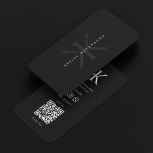 Modern Professional Monogram K Logo Dark Grey Business Card