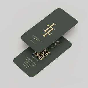 Modern Professional Monogram L Elegant Dark Green  Business Card