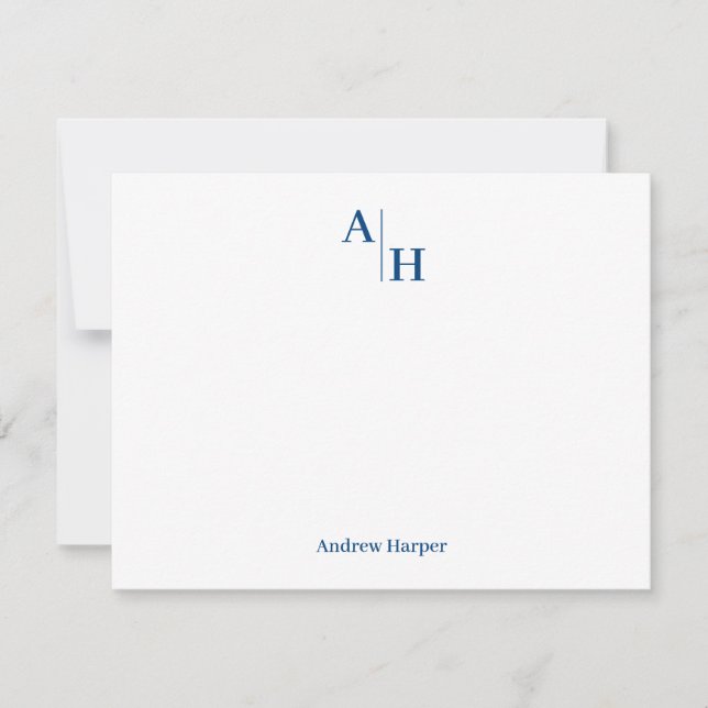 Modern Professional Monogram Navy Blue Card (Front)