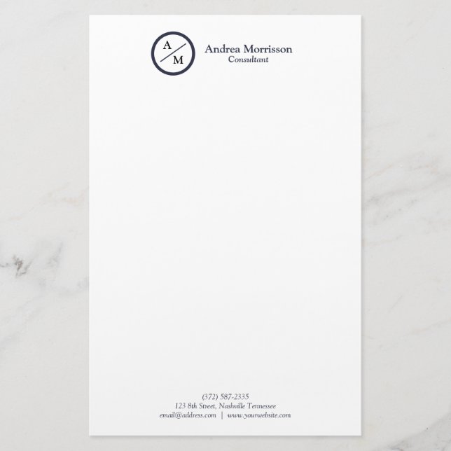 Modern Professional Monogram Stationery (Front)