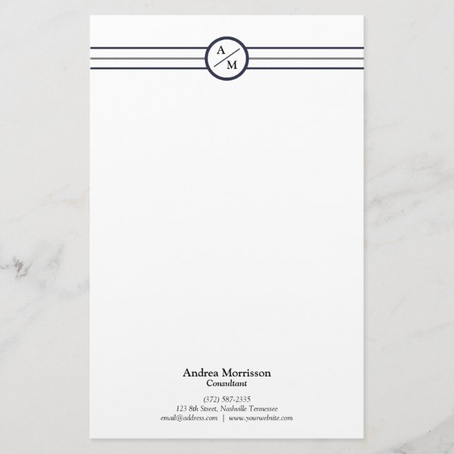 Modern Professional Monogram Stationery (Front)