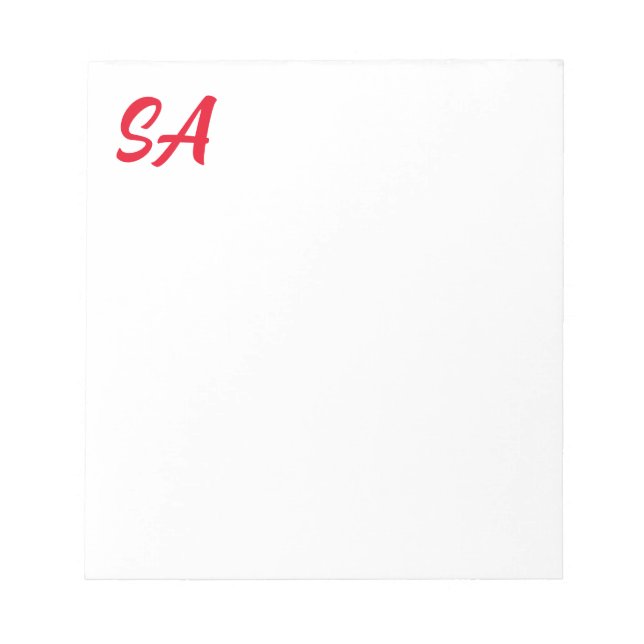 Modern Professional Monogrammed Plain Red Notepad (Front)