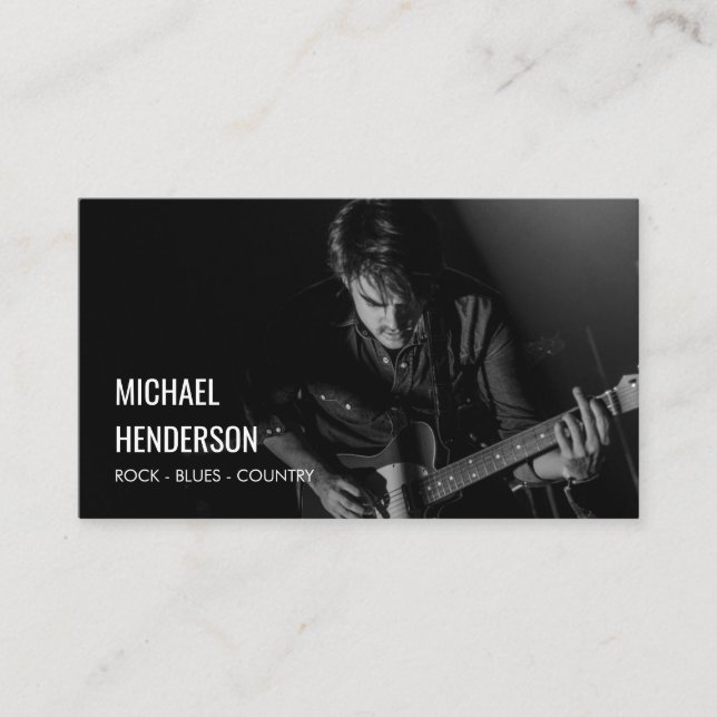 Modern Professional Musician Photo Business Card (Front)