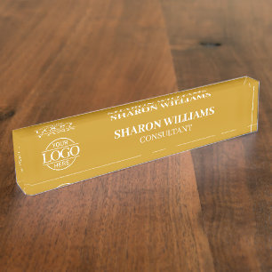Modern Professional Mustard Office Title Desk Nameplate