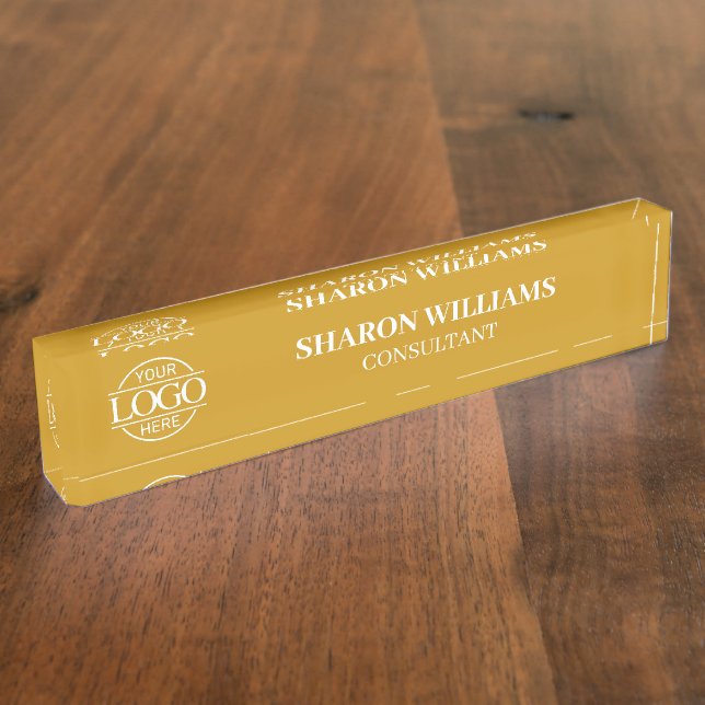Modern Professional Mustard Office Title Desk Nameplate (Side)