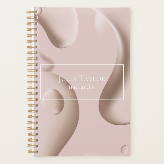 Modern Professional Nail Artist Pink Business Planner (Front)
