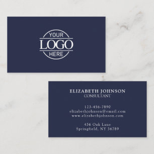 Modern Professional Navy Blue Company Logo Business Card
