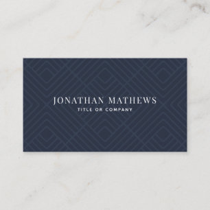 Modern Professional Navy Blue Grey Geometry Business Card