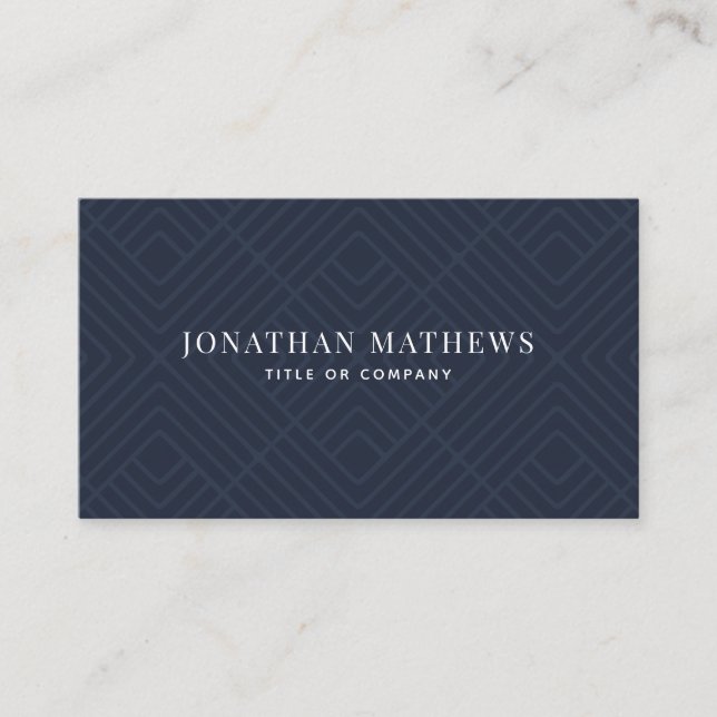 Modern Professional Navy Blue Grey Geometry Business Card (Front)