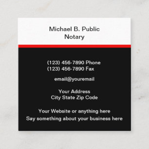 Modern  Professional Notary Public Design Square Business Card