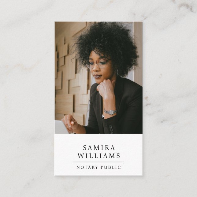 Modern Professional Notary Public Photo Business Card (Front)