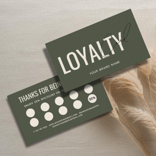 Modern professional olive green customer loyalty card