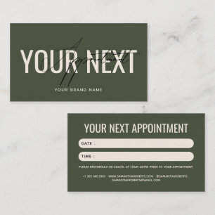 Modern professional olive green your next appointment card