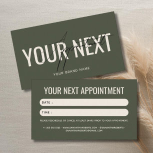 Modern professional olive green your next appointment card