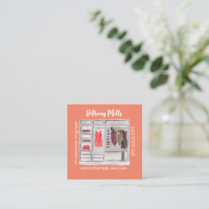 Modern Professional Organiser Custom QR Code Square Business Card