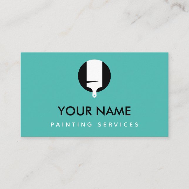 Modern Professional Painting Service Minimal Brush Business Card (Front)
