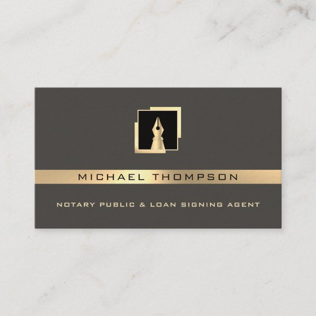 Modern professional pen logo  business card (Front)