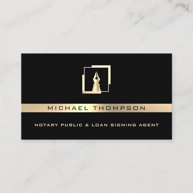 Modern professional pen logo  business card (Front)