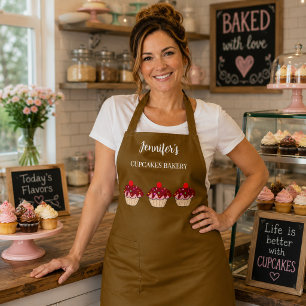Modern professional personal cupcakes bakery apron