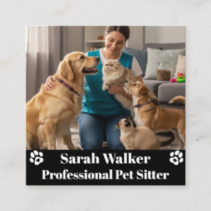 Modern & Professional Pet Sitter Square Business Card