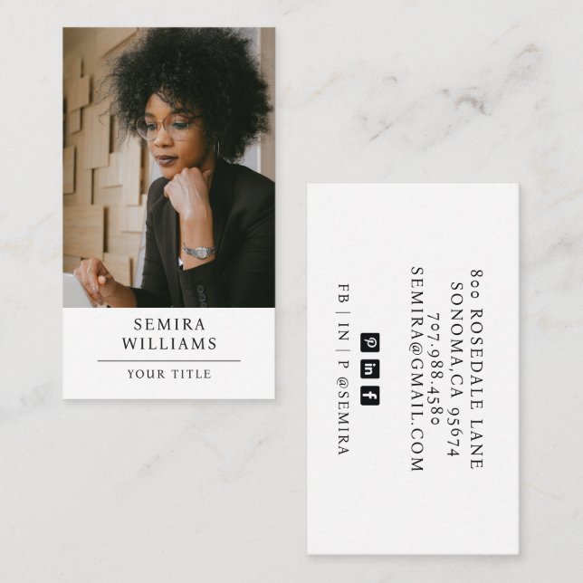 Modern Professional Photo Business Card (Front/Back)