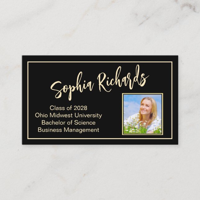 Modern Professional Photo Graduate Introduction  Business Card (Front)