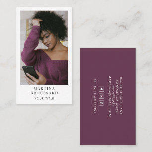 Modern Professional Photo Plum Business Card