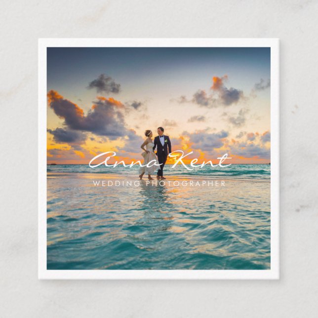 Modern professional photo square business card (Front)