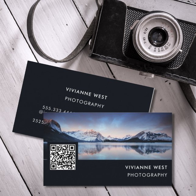 Modern Professional Photographer QR Code Business Card (Creator Uploaded)