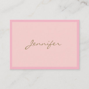 Modern Professional Pink Gold Hand Script Elegant Business Card