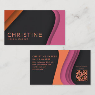 Modern professional pink orange  Qr code  Business Card