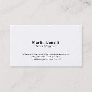 Modern Professional Plain Black & White Classical Business Card