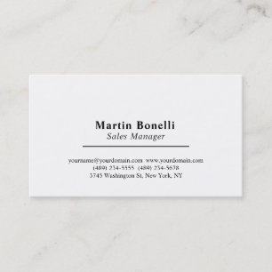 Modern Professional Plain Black & White Classical Business Card