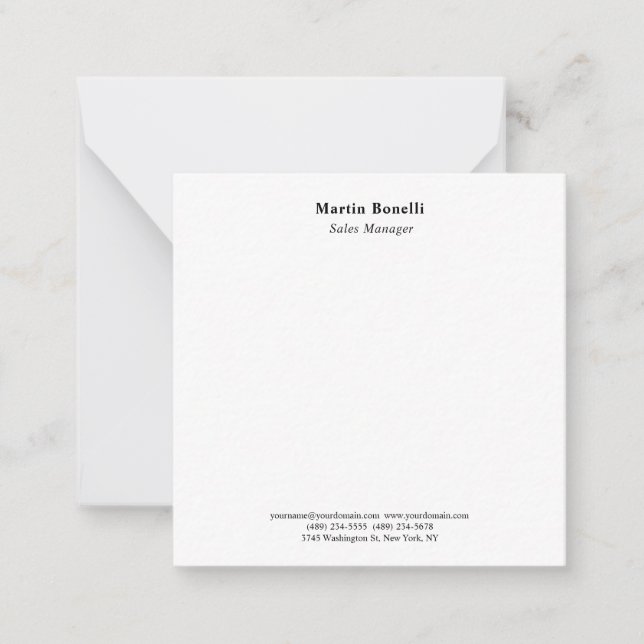 Modern Professional Plain Black & White Classical Card (Front)