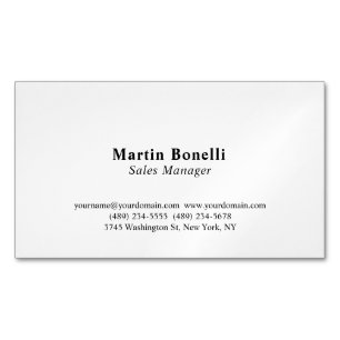 Modern Professional Plain Black & White Classical Magnetic Business Card