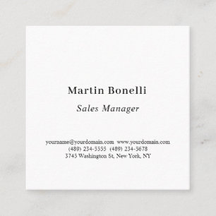 Modern Professional Plain Black & White Classical Square Business Card