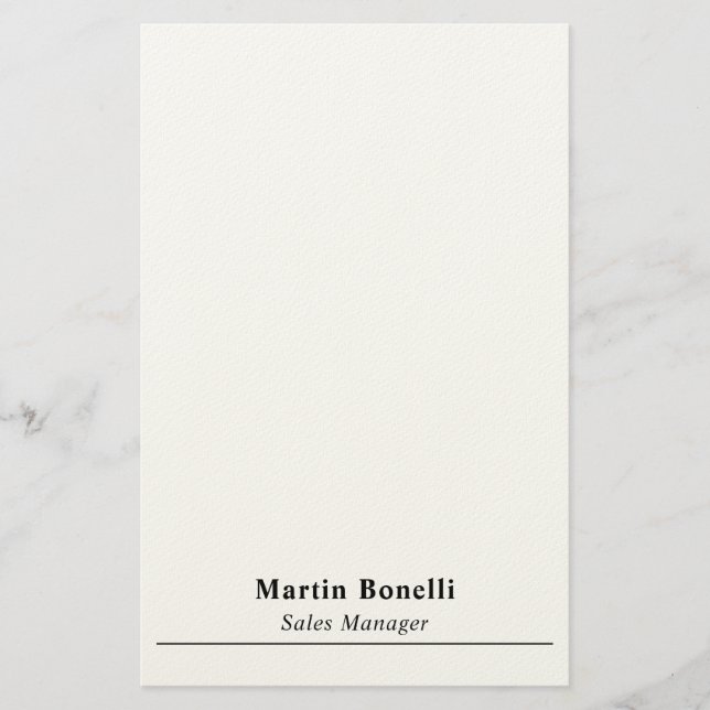 Modern Professional Plain Black & White Name Title Stationery (Front)
