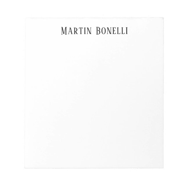 Modern Professional Plain Black & White Serif Font Notepad (Front)