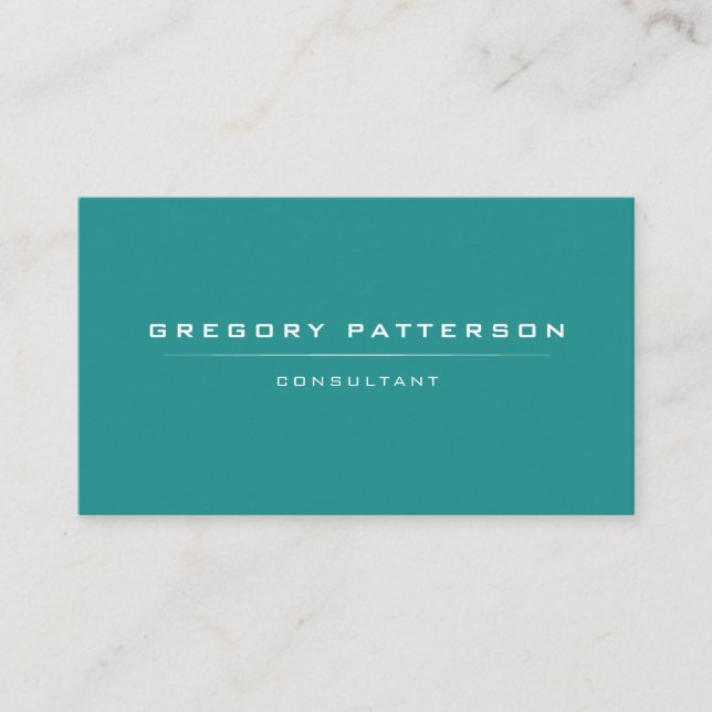 Modern Professional Plain Green Minimalistic Business Card (Front)